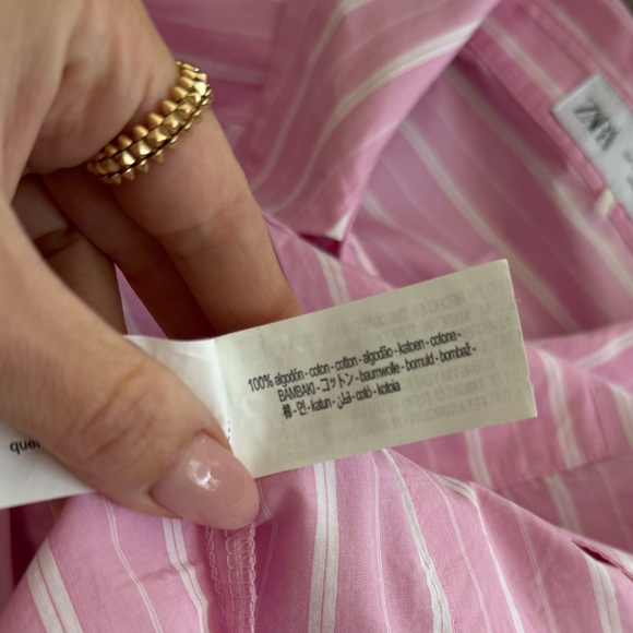 ZARA Cropped Pink & White Striped Shirt – Size L - Picture 9 of 9